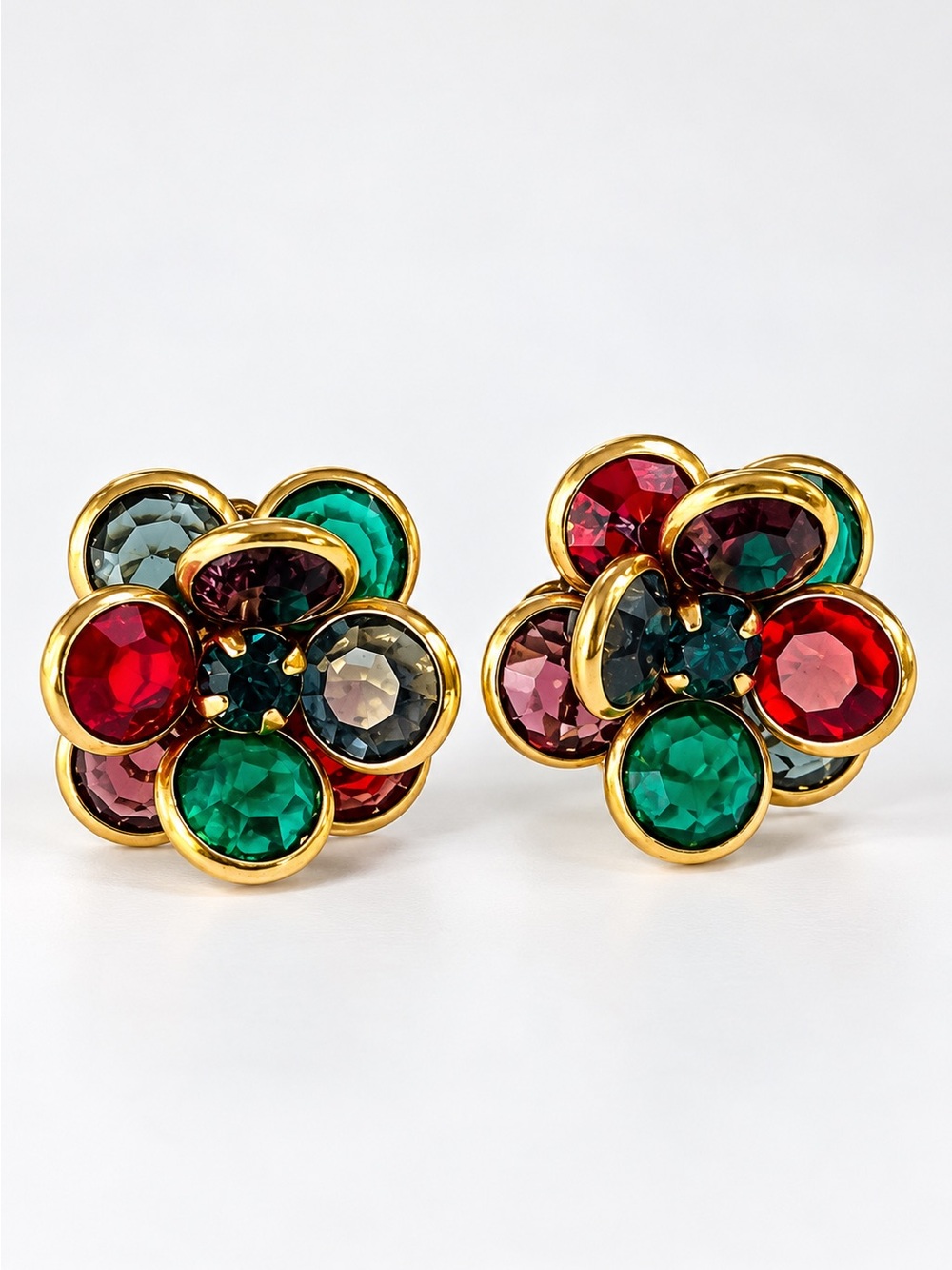 Vintage Vonelle Multi-Color
Crystal Push Back Earrings, ca.
1980s